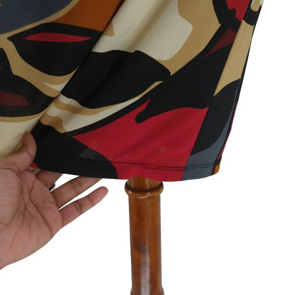 Cache Women 8 Dress Red Brown Halter Jersey Geometric Abstract Y2K VTG Vintage - Picture 4 of 9